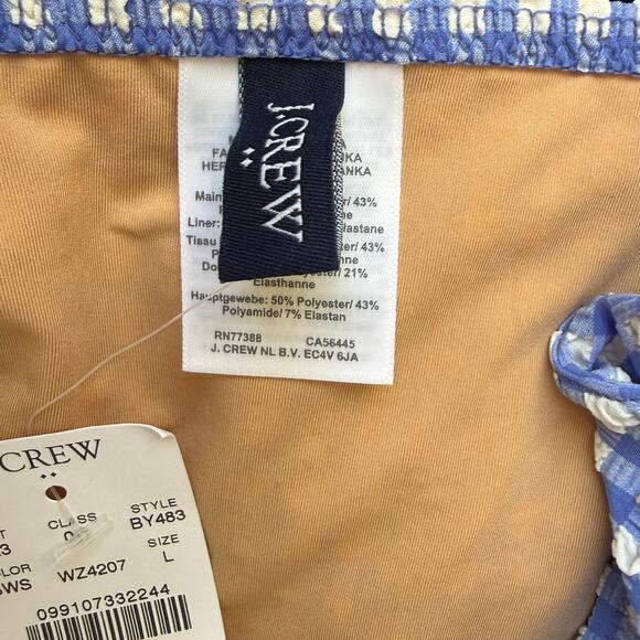 NWT J. Crew Sz L Seersucker Ruffle V-neck One-piece Swimsuit BY483 Blue Gingham - Picture 8 of 12